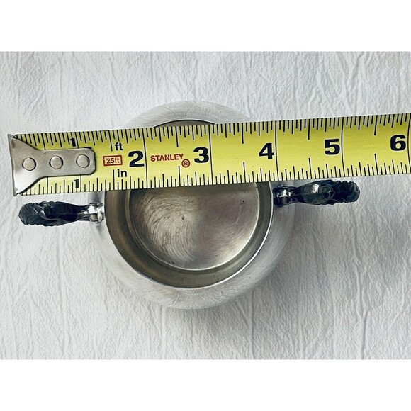 Sheridan Silver On Copper Open Sugar Bowl With Ornate Handles 2.5" Tall Vintage - Picture 9 of 9